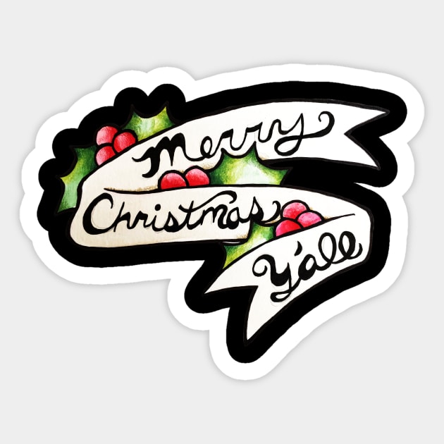 Merry Christmas Y'all Sticker by bubbsnugg